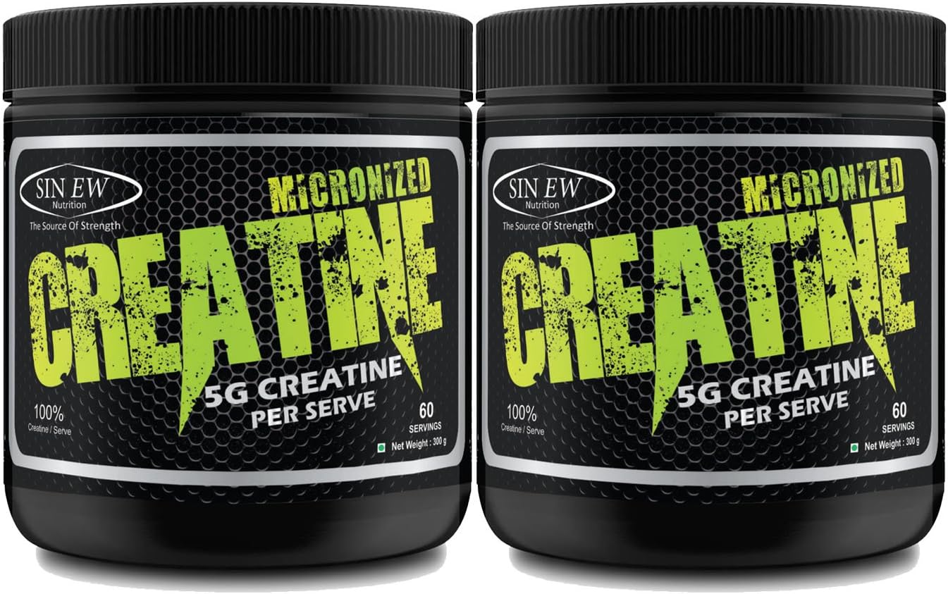 Sinew Nutrition Micronized Creatine Monohydrate 300gm - Unflavoured (Pack of 2)