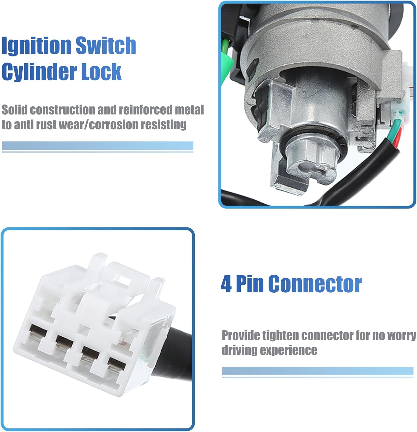 uxcell No.819203KA10 Car Ignition Switch Lock Cylinder with 2 Keys for Hyundai Sonata 2.4L L4 3.3L V6 2005-2007 Ignitigon Starter Switch Steering Lock Cylinder Set