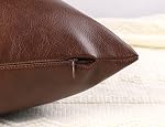 PANOD Ensemble de 2 Couvertures d'oreillers en cuir faux 20 x 20 Marron foncé,Couvre-oreillers décoratifs Boho de luxe moderne Coussin Cases pour la ferme Canapé Couch Salon Lit