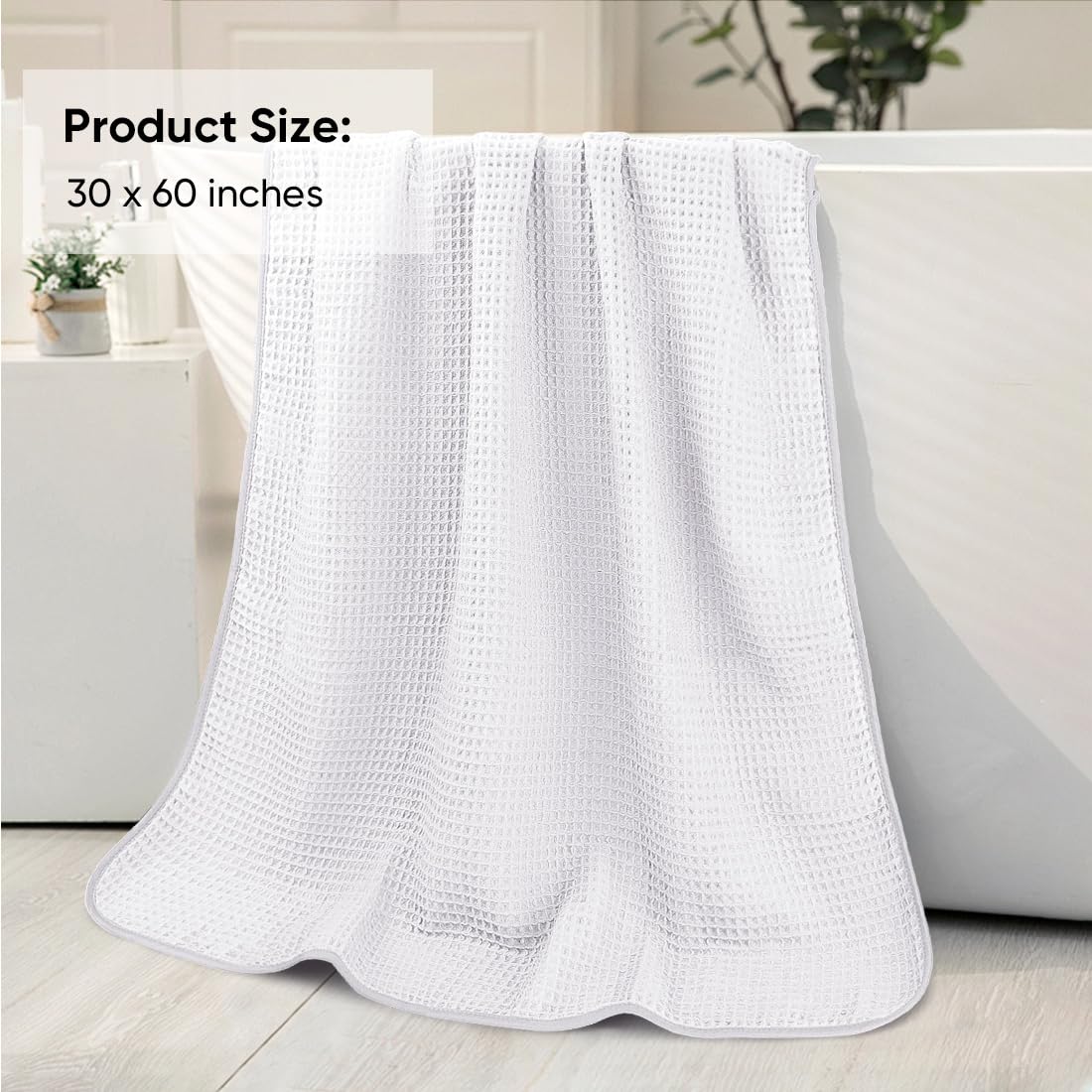 HOMEXCEL Set di 4 asciugamani da bagno a nido d'ape, in microfibra di alta qualità, ultra morbidi, leggeri, altamente assorbenti e ad asciugatura rapida, per bagno, palestra, doccia, hotel e spa, 68 x