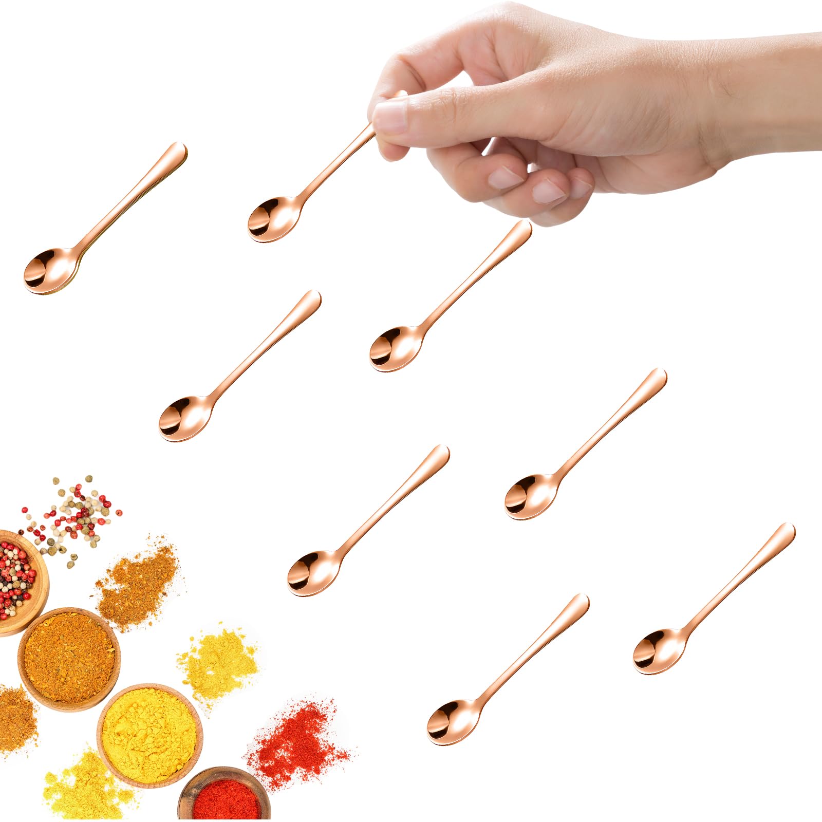 Lot De 8 Mini Cuillères à Expresso En Inox - Longueur 7.4cm, Pour épices, Miel, Sel, Pots, Idéales Pour Déco Et Cuisine - 6