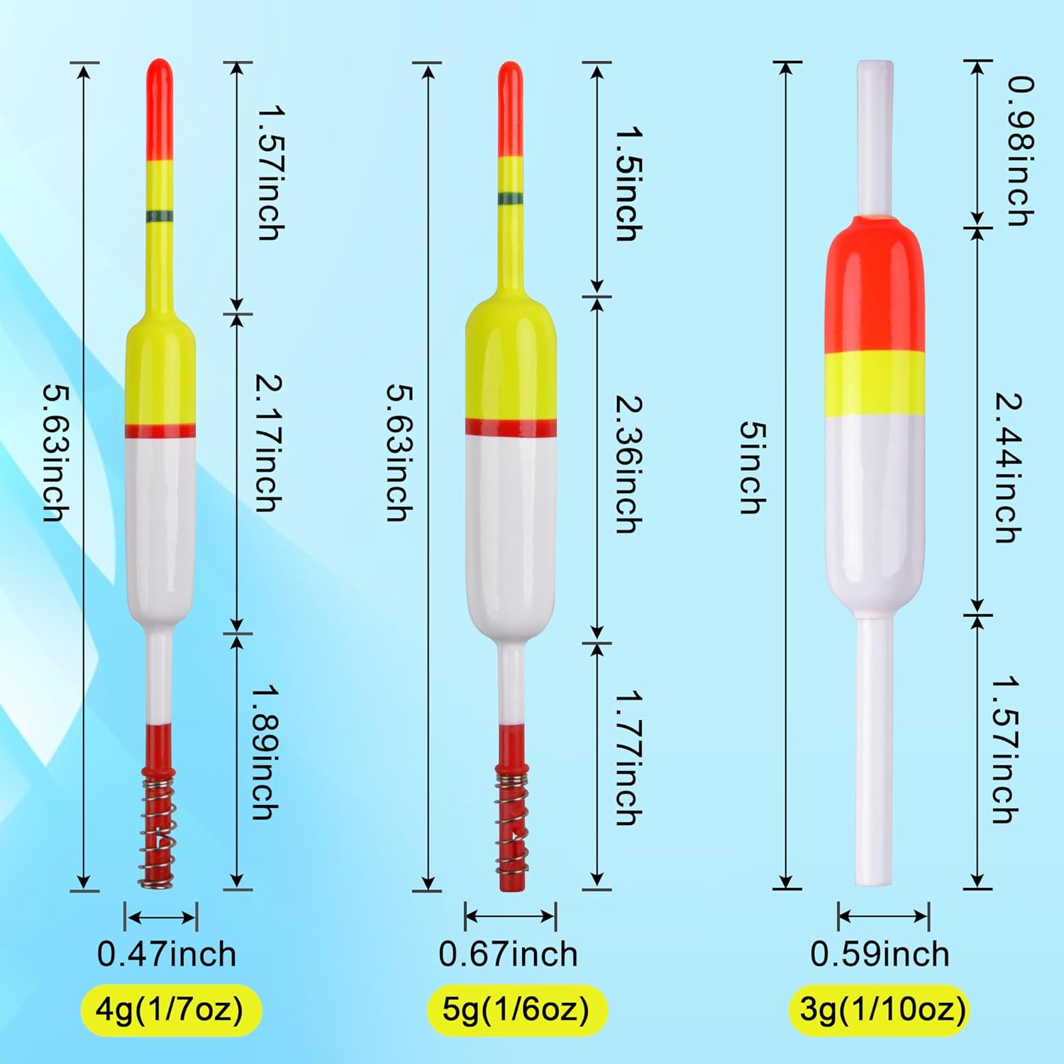 SILANON Slip Bobbers Fishing Floats and Bobbers Balsa Wood Slip Bobbers Floats Spring Bobbers for Crappie Catfish Trout Panfish Walleyes Fishing Bobbers 10pcs