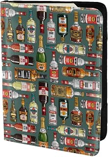 Leather Passport Holder Travel Women Men - Slim Alcohol Bottles Passport Wallet Cover Case, Travel Document Holder Holds, Document, Cards, Tickets, Id for Airport Essentials 5.5 Inch