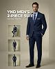 YND Men's 2 Piece Suit with Tie, One Button Slim Fit Solid Jacket and Pants Set, Suits for Men Prom Party Wedding & Business Global Recycled Standard 2