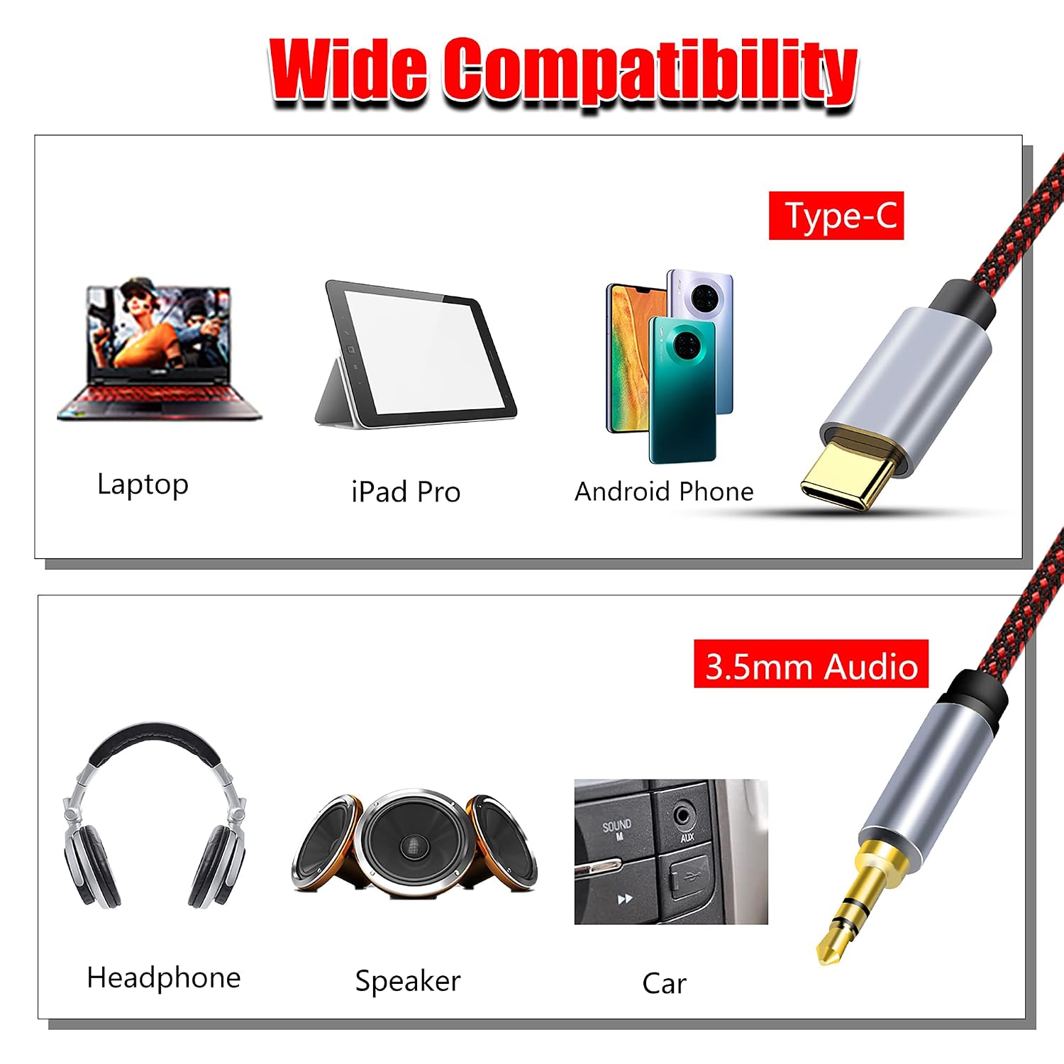 Tiierzon USB C to 3.5mm Audio Aux Cable 10Ft, Type C Adapter to 3.5mm Headphone Stereo Cord Car for Samsung Galaxy S21 S20 Ultra,Note 20 10+,Google Pixel 5 4 3 2XL,iPad Pro and More (10Ft)