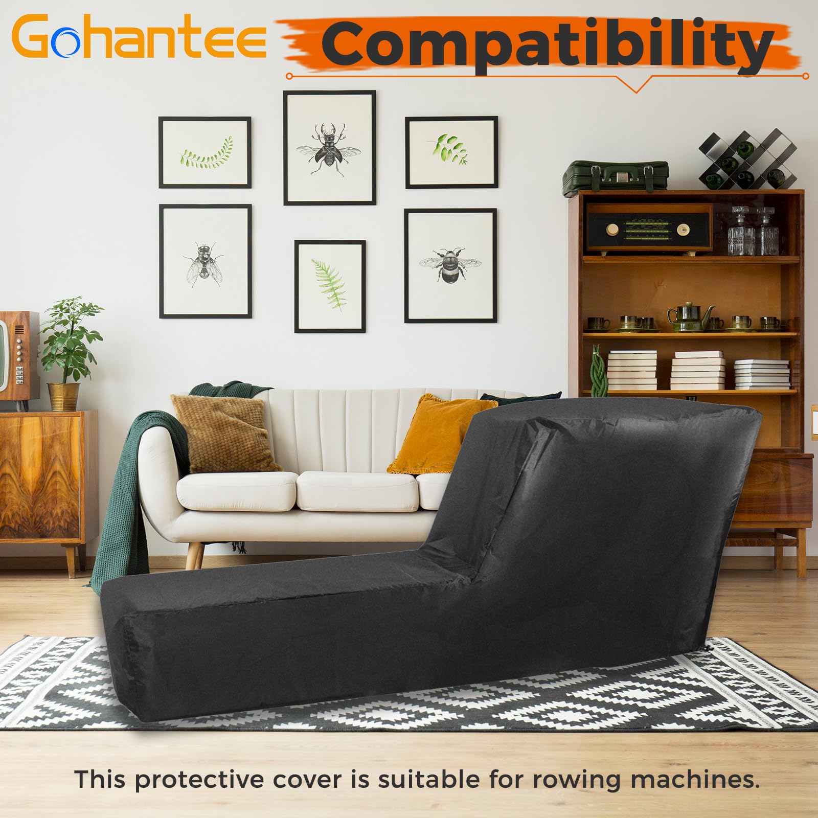 gohantee Copertura per vogatore, copertura per macchina da fitness, antipolvere, impermeabile, compatibile con il vogatore Concept 2 (241 cm di lunghezza x 61 cm di larghezza x 100 cm di altezza)