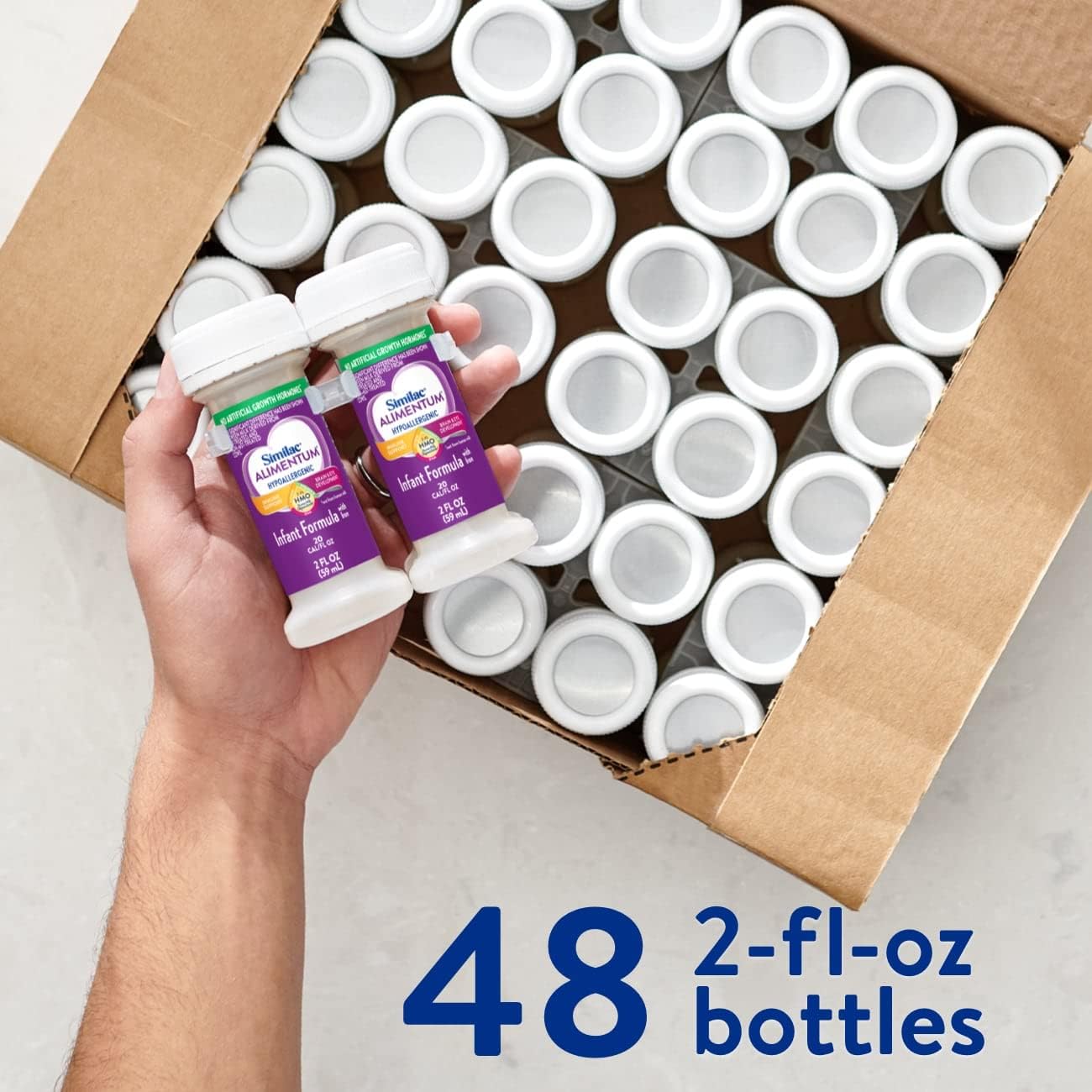 Similac Alimentum with 2’-FL HMO Hypoallergenic Infant Formula, for Food Allergies and Colic, Suitable for Lactose Sensitivity, Ready-to-Feed Baby Formula, 2-fl-oz Bottle, Pack of 48