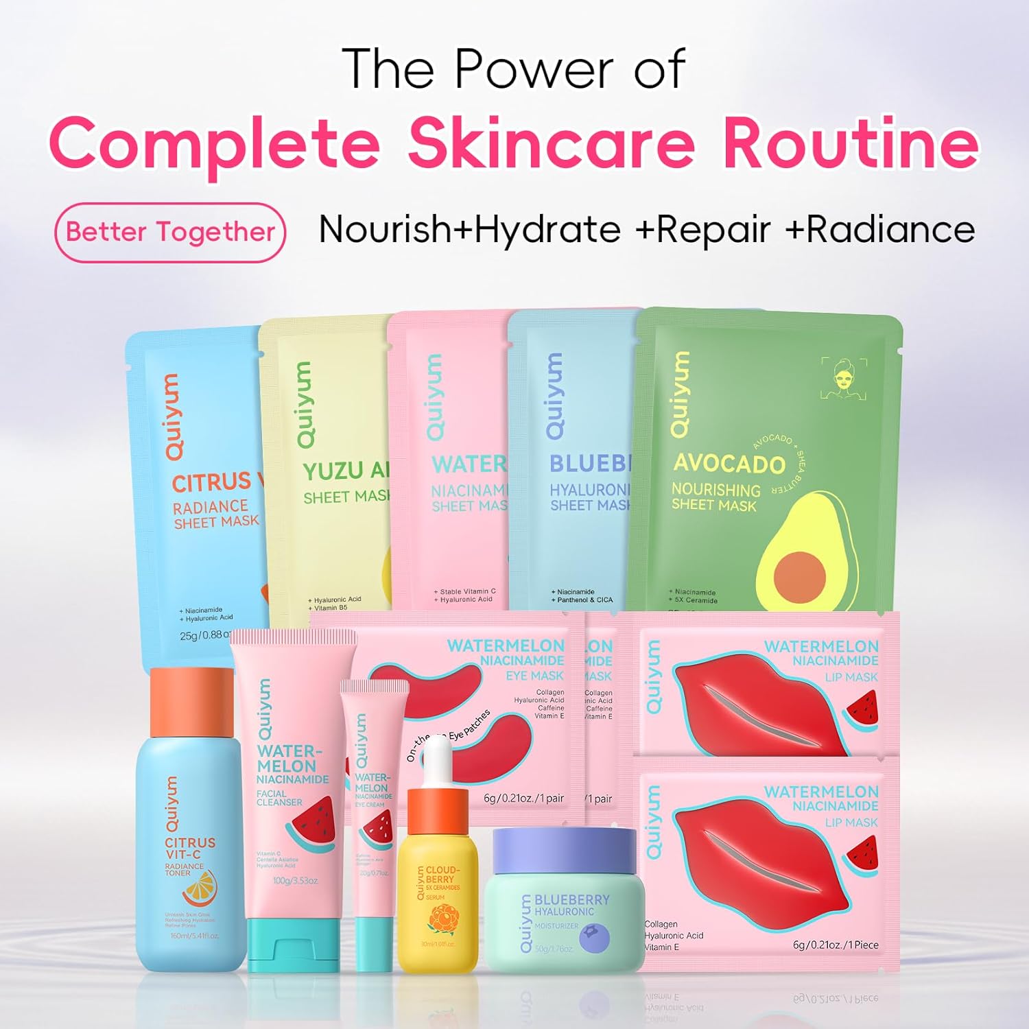 Fruit Skincare Set - with Pink Plush Makeup Bag & Strawberry Nail Art, Hydrating Moisturizing Glowing Oil Control Facial Care, Spa-Like at Home, Perfect Teen Girl Gifts Trendy Stuff - Image 3