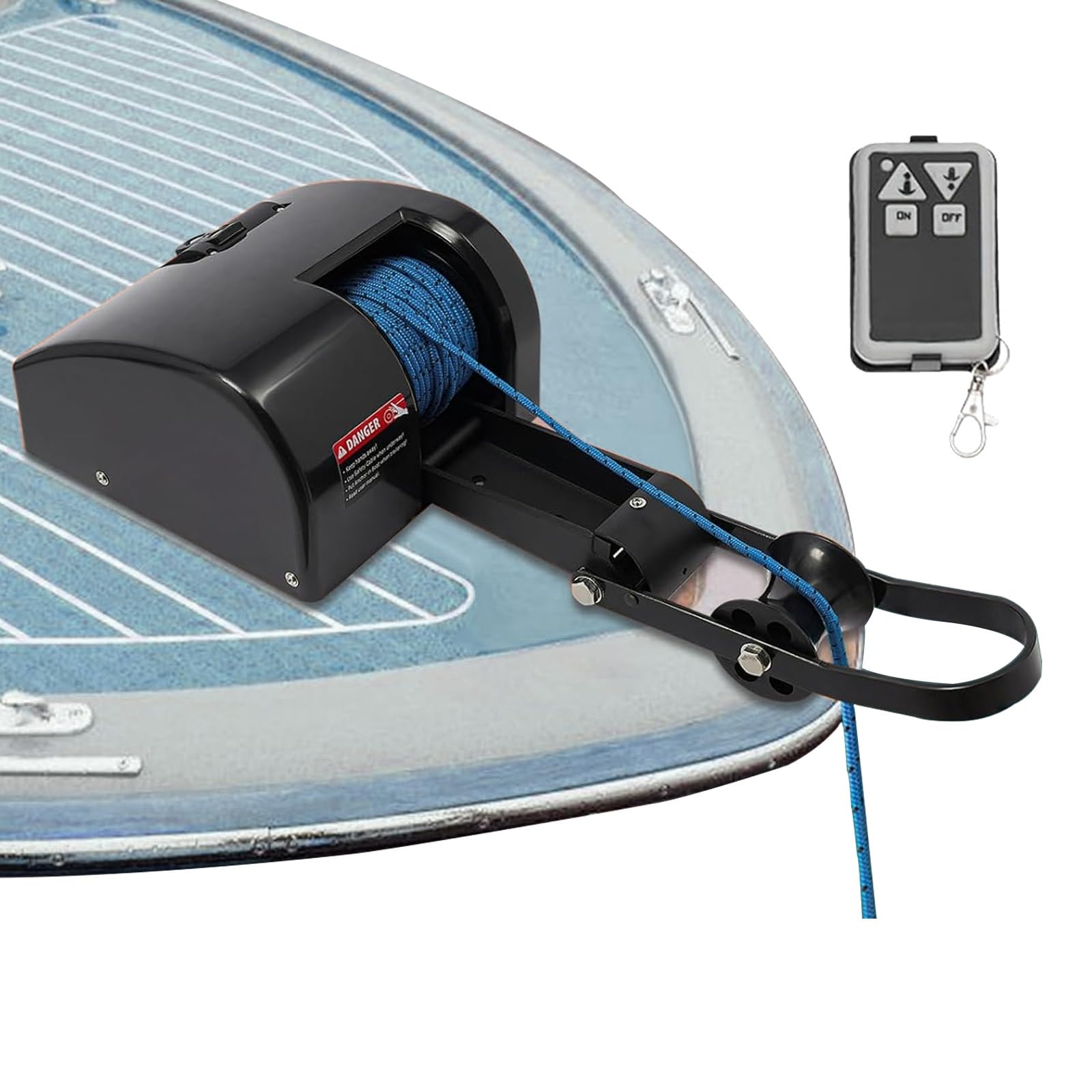 Verricello elettrico di ancoraggio, 12 V, telecomando per salpa ancora marino, supporta ancoraggi fino a 15,9 kg, ideale per barche da pesca, corda di sicurezza inclusa