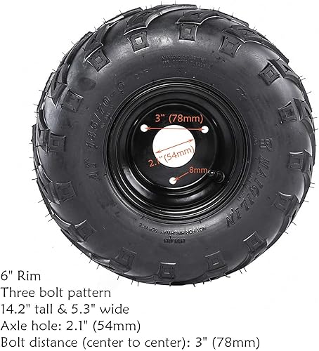Miniatura 2 de Juego de 2 ruedas de neumático Go Kart 14570-6 en llanta de 3 pernos con nudillos de dirección delantera, bujes de rueda para Karting Go Cart Drift