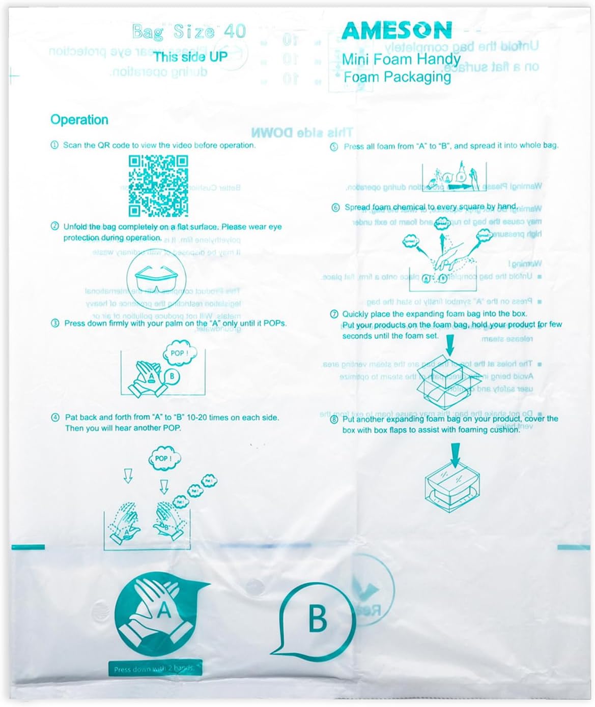 MINI AIR EASI Foam Bag for Shipping 4 Pack Large 40