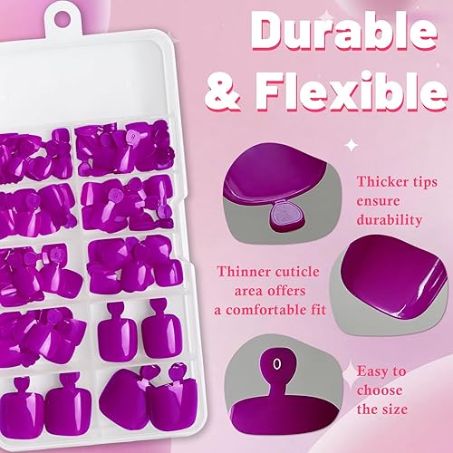 Miniatura 2 de AddFavor 120 uñas postizas brillantes a presión en las uñas de los pies cortas de cobertura completa roja cuadrada uñas postizas uñas acrílicas 12