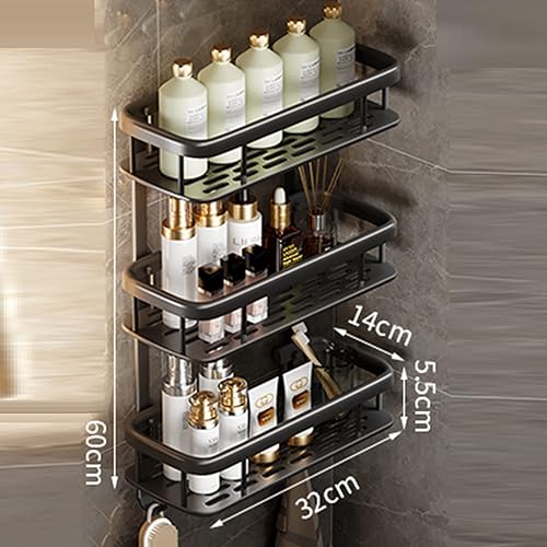 Vista 13 de Estante de ducha, estante de esquina de baño, cesta de ducha, estante de ducha, estante de baño, estantes de baño, estante de ducha montado