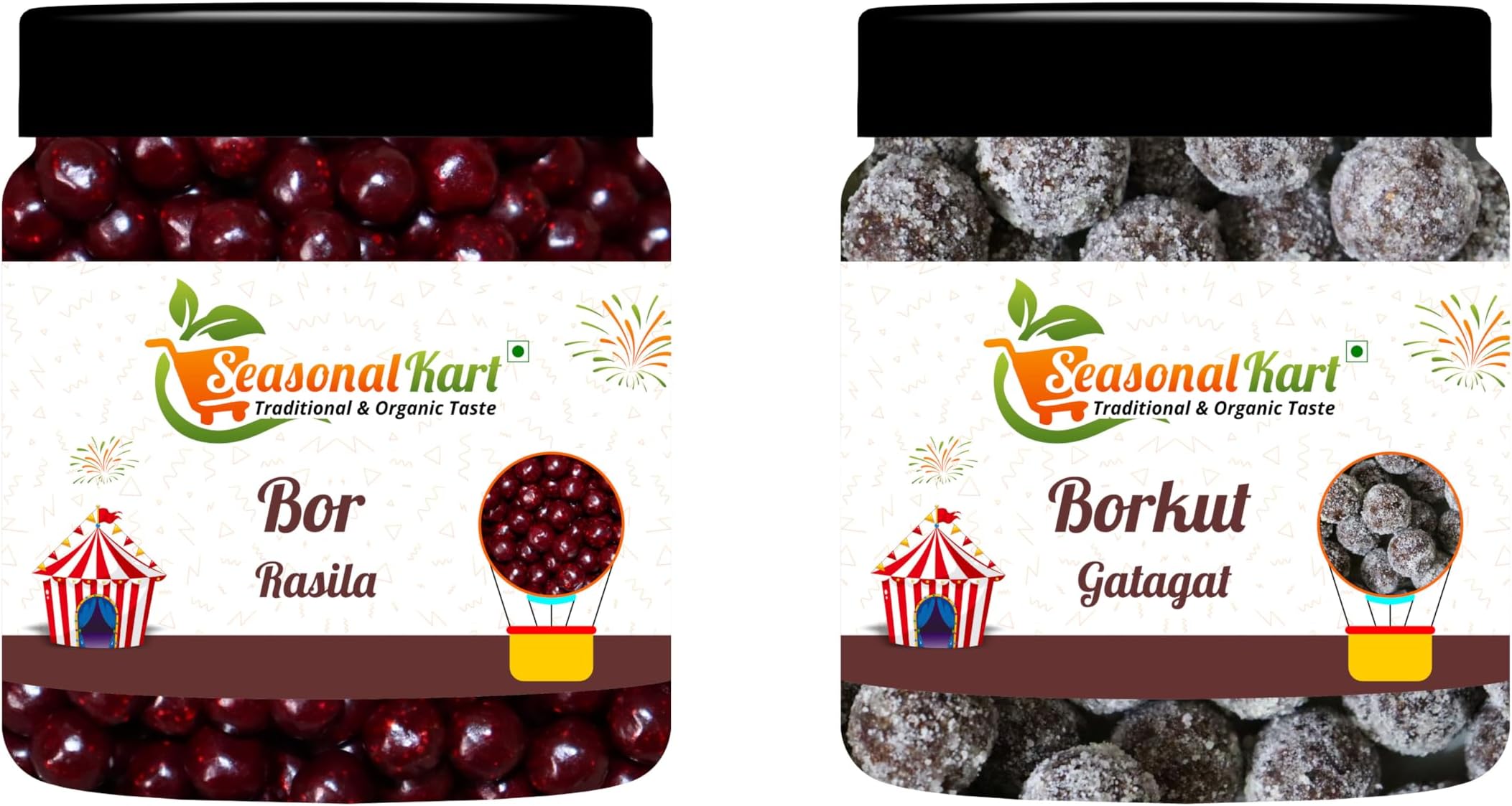 SEASONAL KART Bor Rasila & Borkut Gatagat I Sweet & Sour I Juicy Bor I Chatpati mini Churan Goli I Assorted bittersweet (800_Grams)