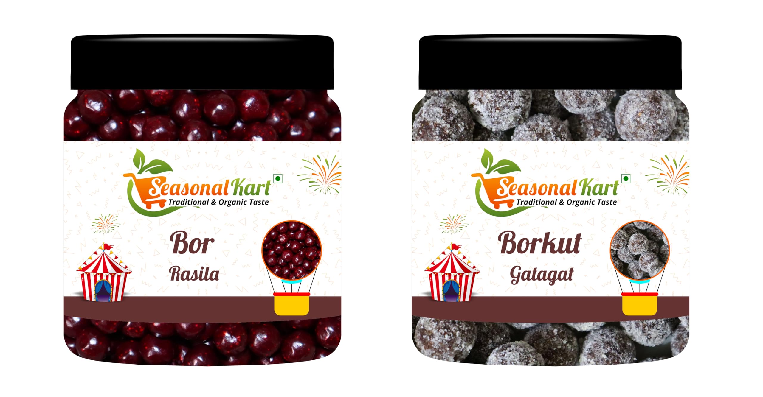 SEASONAL KART Bor Rasila & Borkut Gatagat I Sweet & Sour I Juicy Bor I Chatpati mini Churan Goli I Assorted bittersweet (800_Grams)