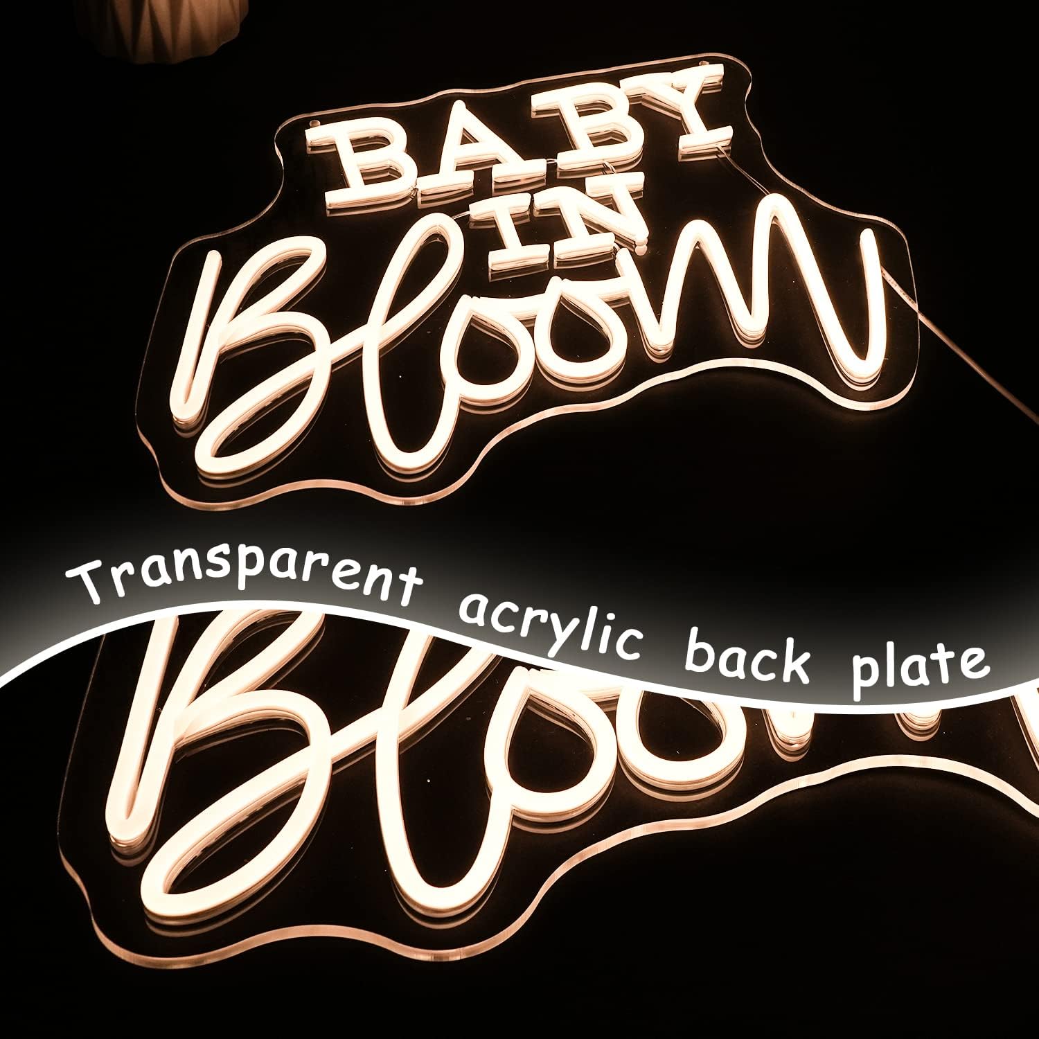 Baby In Bloom Neon Sign for Wall Decor Baby Neon Light Warm White LED Neon Light Letter Led Neon Sign for Shower Backdropoh Bedroom Decoration