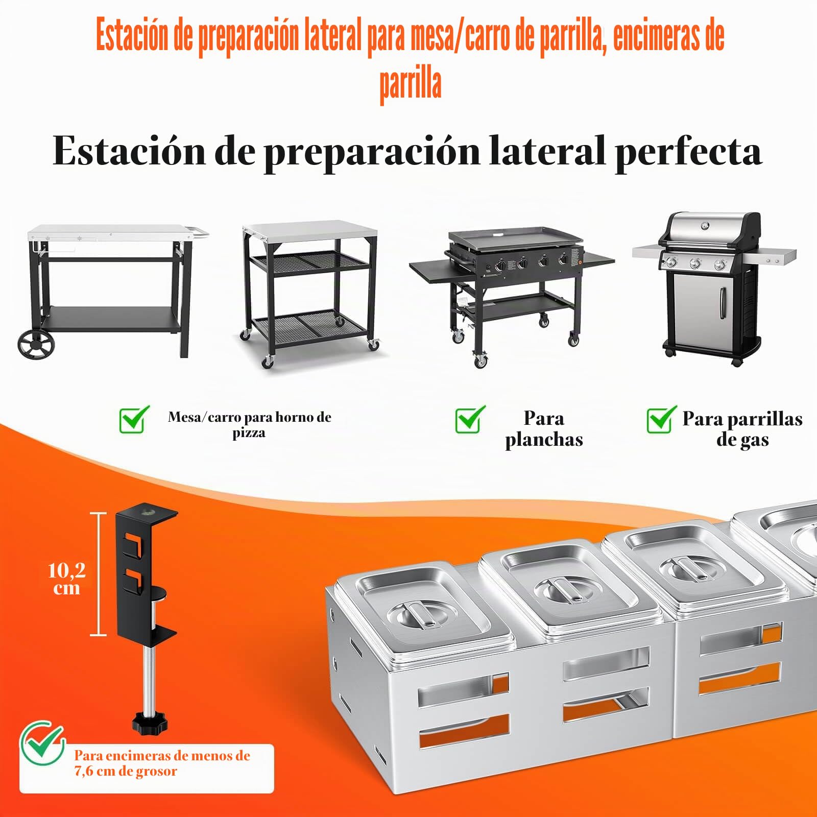 GFTIME Juego de 6 recipientes para ingredientes para pizza, recipientes de acero inoxidable con tapa, para barbacoa, para cocina, para gastronomía