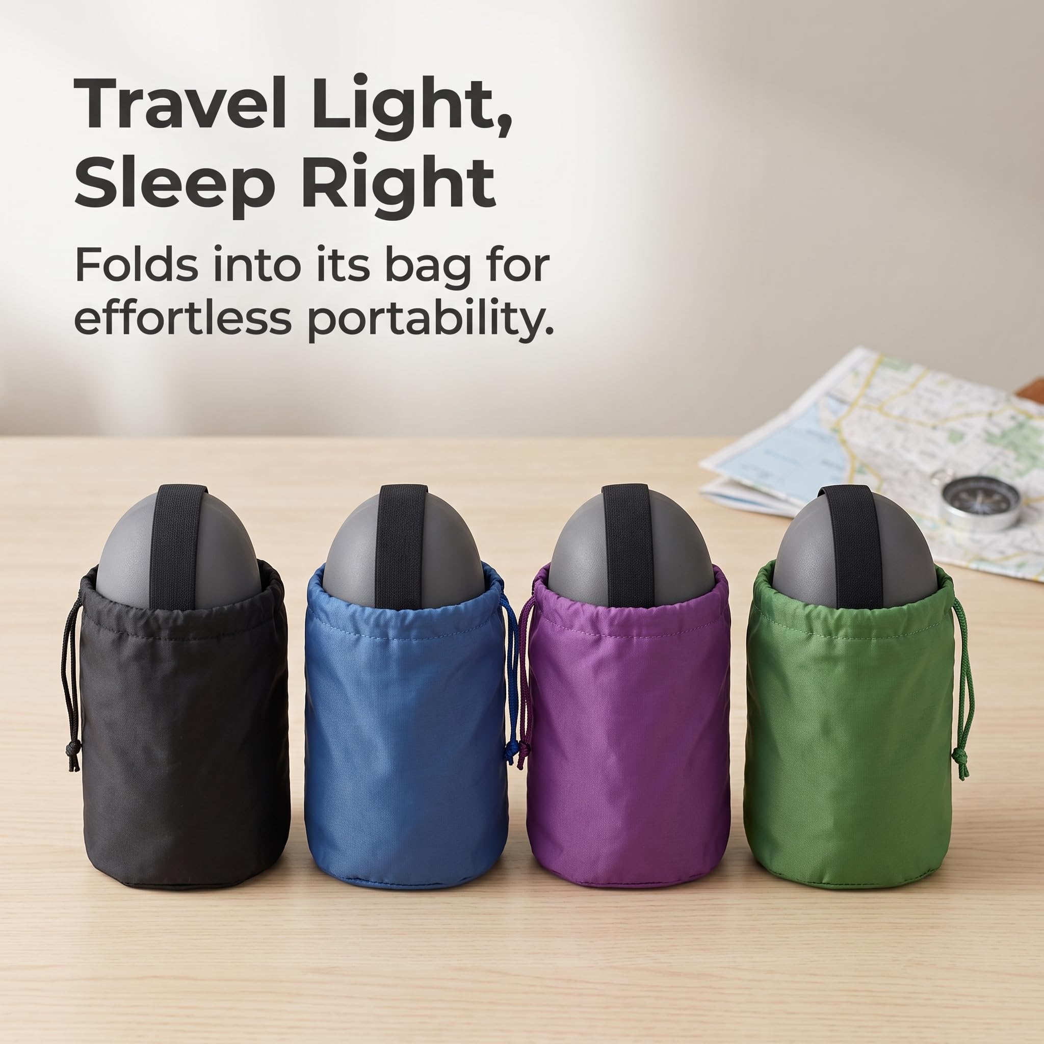 Almohada Cervical Viaje Plegable para Cuello y, Cojín Ergonómico Espuma Viscoelástica con Correa Ajustable, Verde UVA