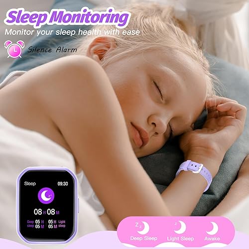 Miniatura 6 de Reloj inteligente para niñas, resistente al agua IP68, reloj rastreador de actividad física con cara de 1.5 pulgadas, monitor de sueño de frecuencia