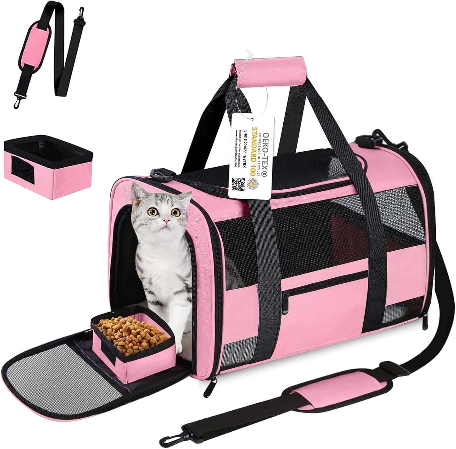 20" Large Cat Carrier Soft Side Dog Carrier Pet Carrier for Medium Small Dogs Cats Collapsible Soft Sided Pet Carrier for Cats Dogs Puppy of 25 lbs, Pink