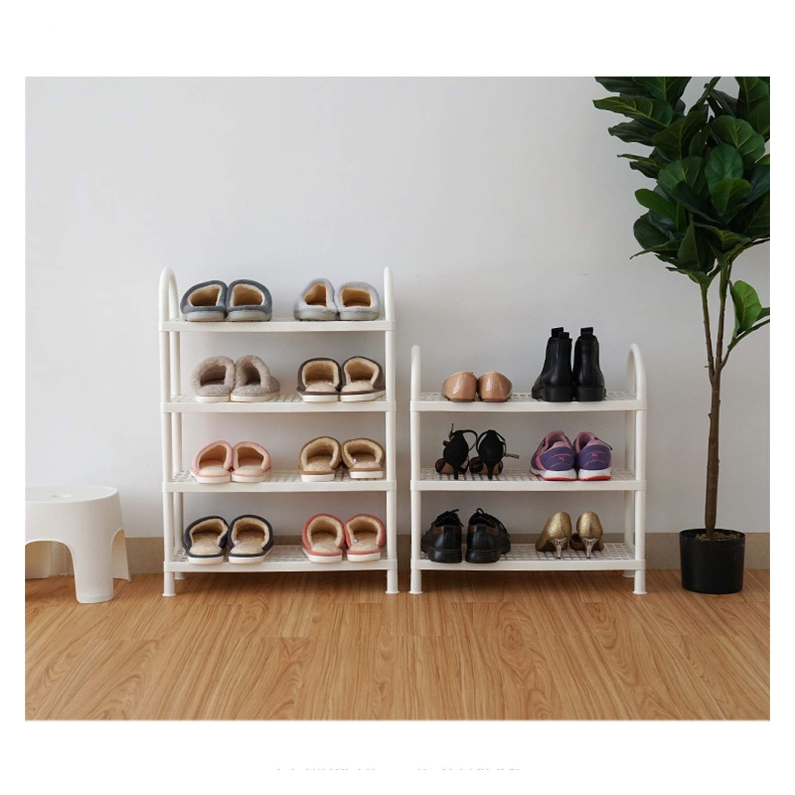 HASMI Schuhregal PP-Schuh Rack platzsparend und vielseitig Rack for Wohnzimmer Schlafzimmer Küche White Storage Stand Regal Organizer Schuhschrank (Size : A)