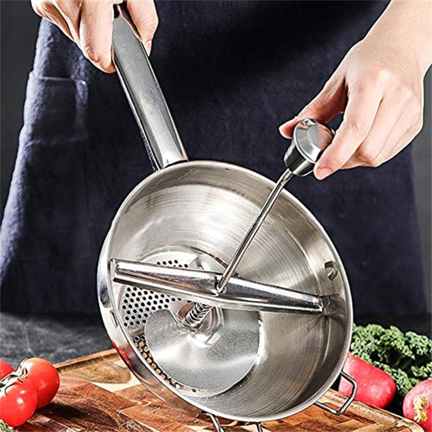 Stainless Steel Potato Ricer,Multifunctional Food Mill for Canning,Handheld Potatoes Presser for Mashed Potatoes,Kitchen Tools