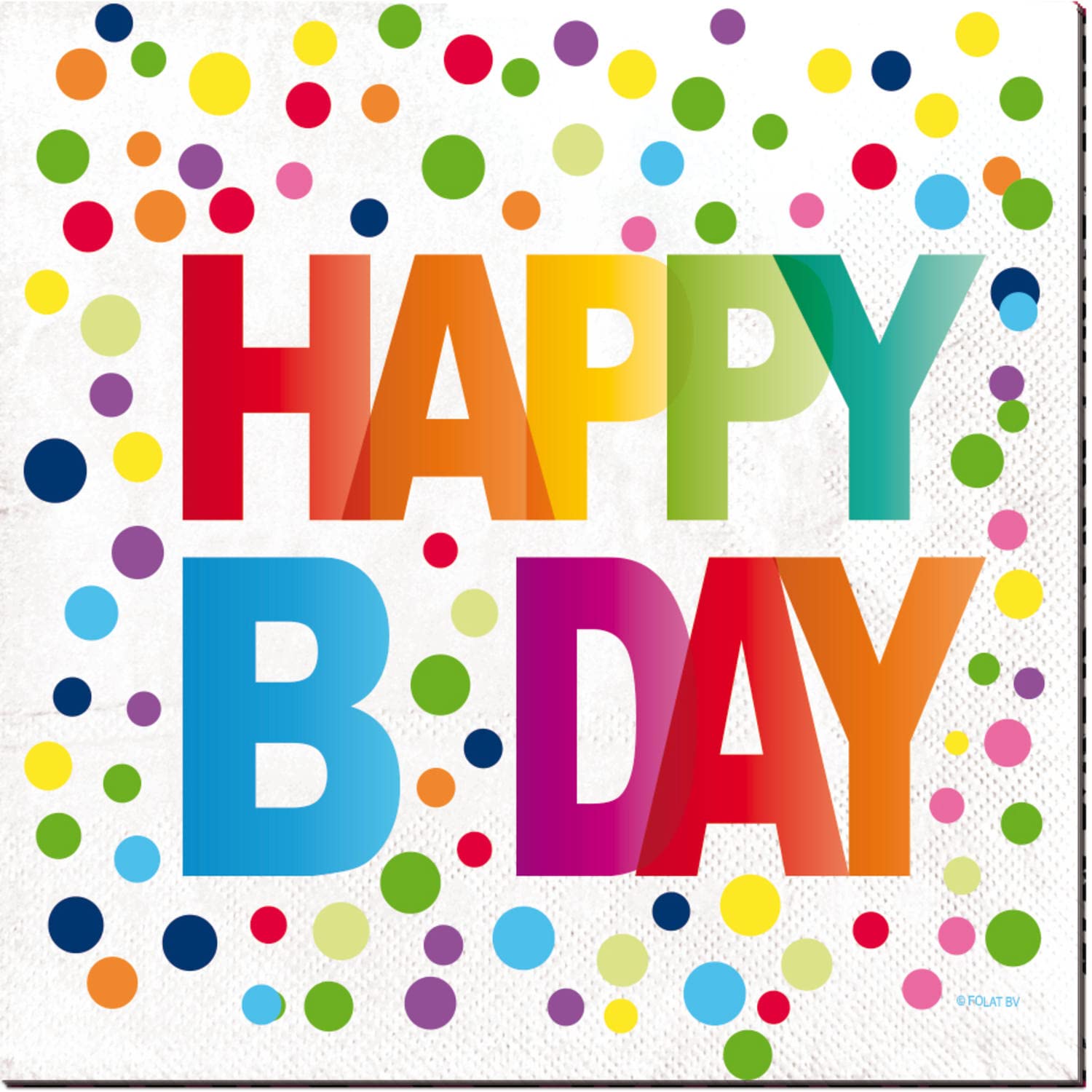 Folat - Happy Bday Napkins With Dots - 33x33 cm - 20 pieces