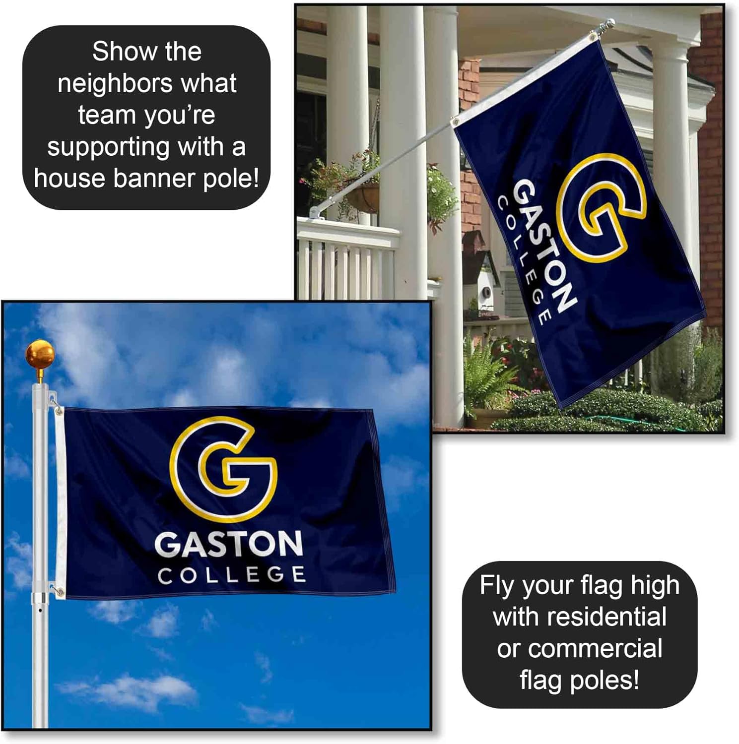 Gaston College Rhinos Logo Large Grommet Banner Flag - Image 3