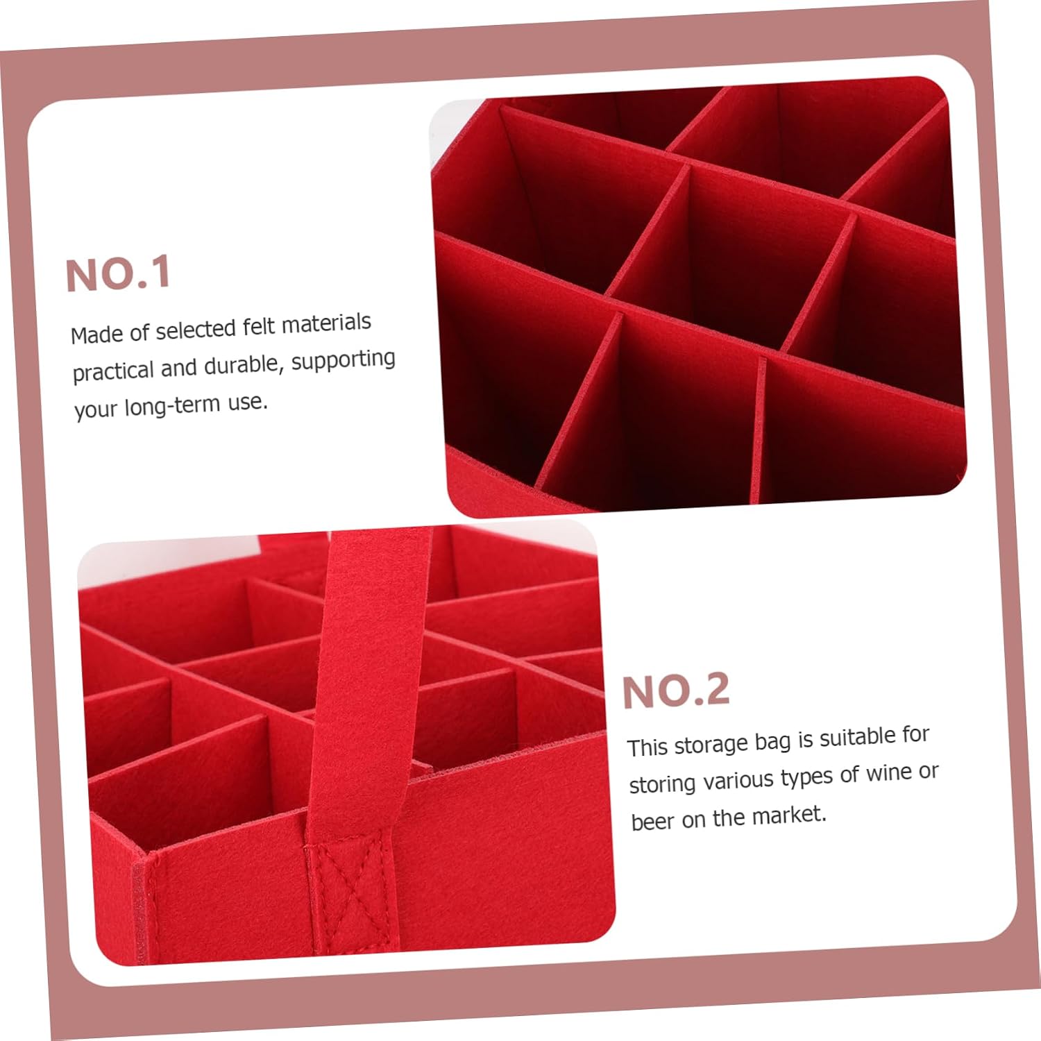 Zerodeko Red Wine Bag Storage Tote Divided Beer Bag Portable Wine Bottle Carrier