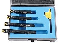 Vista 2 de Accusize Industrial Tools Juego de 4 barras de mandrinar indexables de vástago redondo de 1/2 pulgadas con inserciones de carburo Tcmt21.50, 90