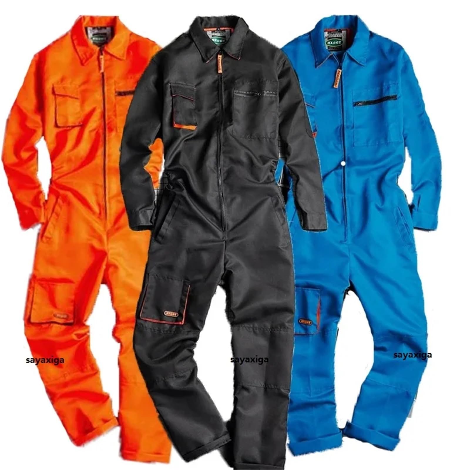 Salopette Uomo Jeans Tuta da Lavoro for Uomo e Donna, Tuta, Saldatura, Officina di Riparazione Auto, Uniforme Meccanico, Abbigliamento, Magazzino(Orange,5XL)