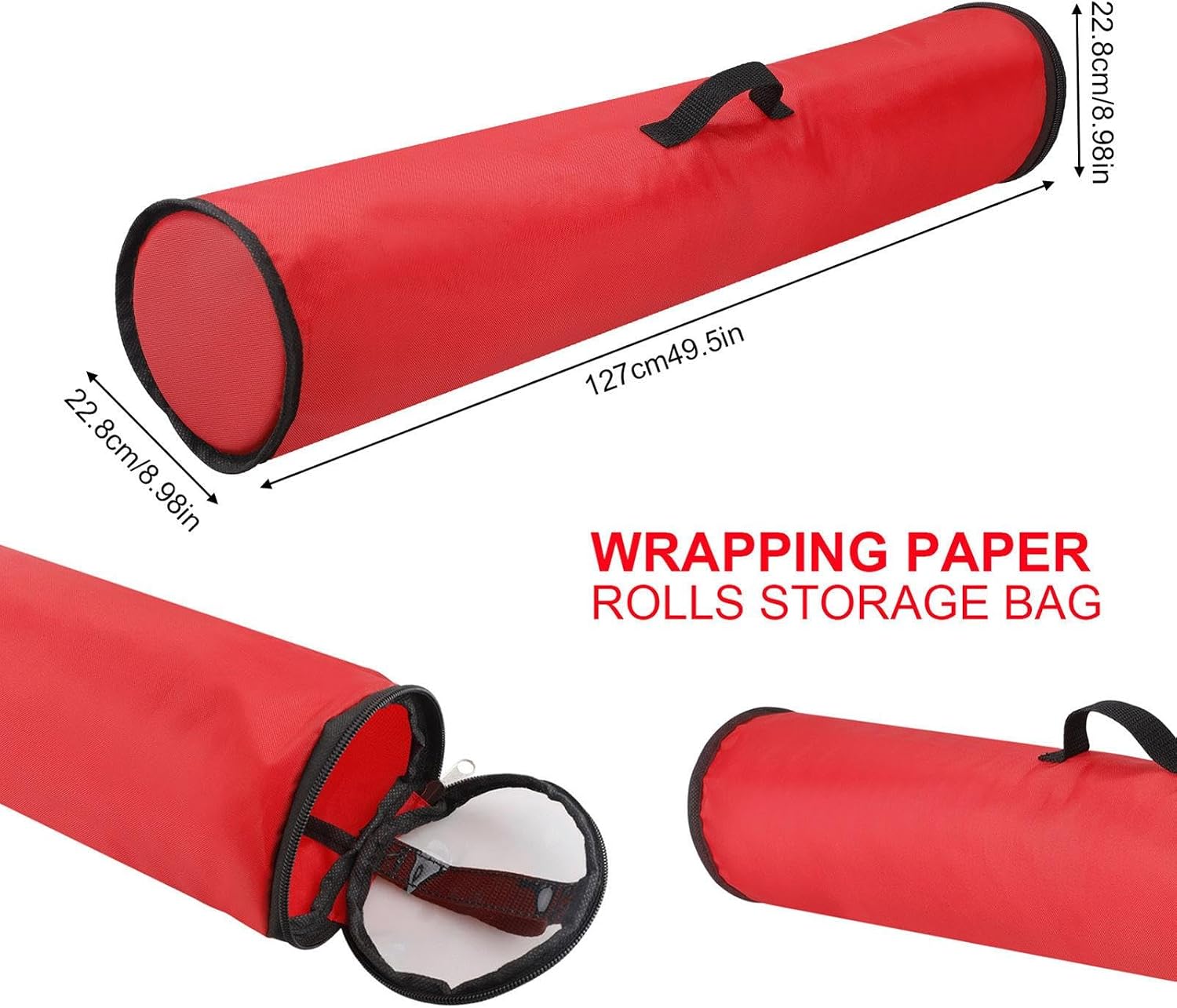 Wrapping Paper Storage Bag - Cylindrical Giftts Wrap Storage with Clear Window | Giftts Wrapping Paper Organizer Storage Containers | Wrapping Storage for 48 Inch Standard Rolls of Wrapping Paper