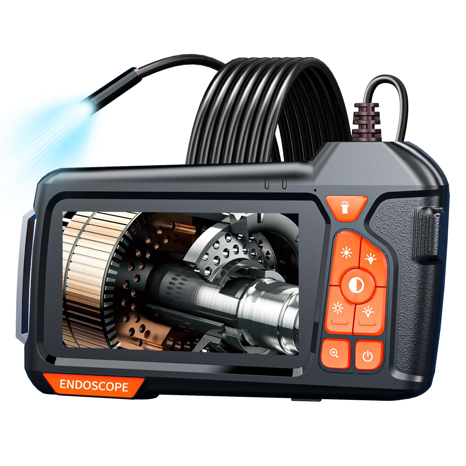 Endoskop Kamera mit 4,3 HD-Bildschirm, 5,5 mm wasserdichte Endoskopkamera mit Licht, Halbstarre Kabel Inspektionskamera für Automobil, Sanitär, HVAC, Rohr