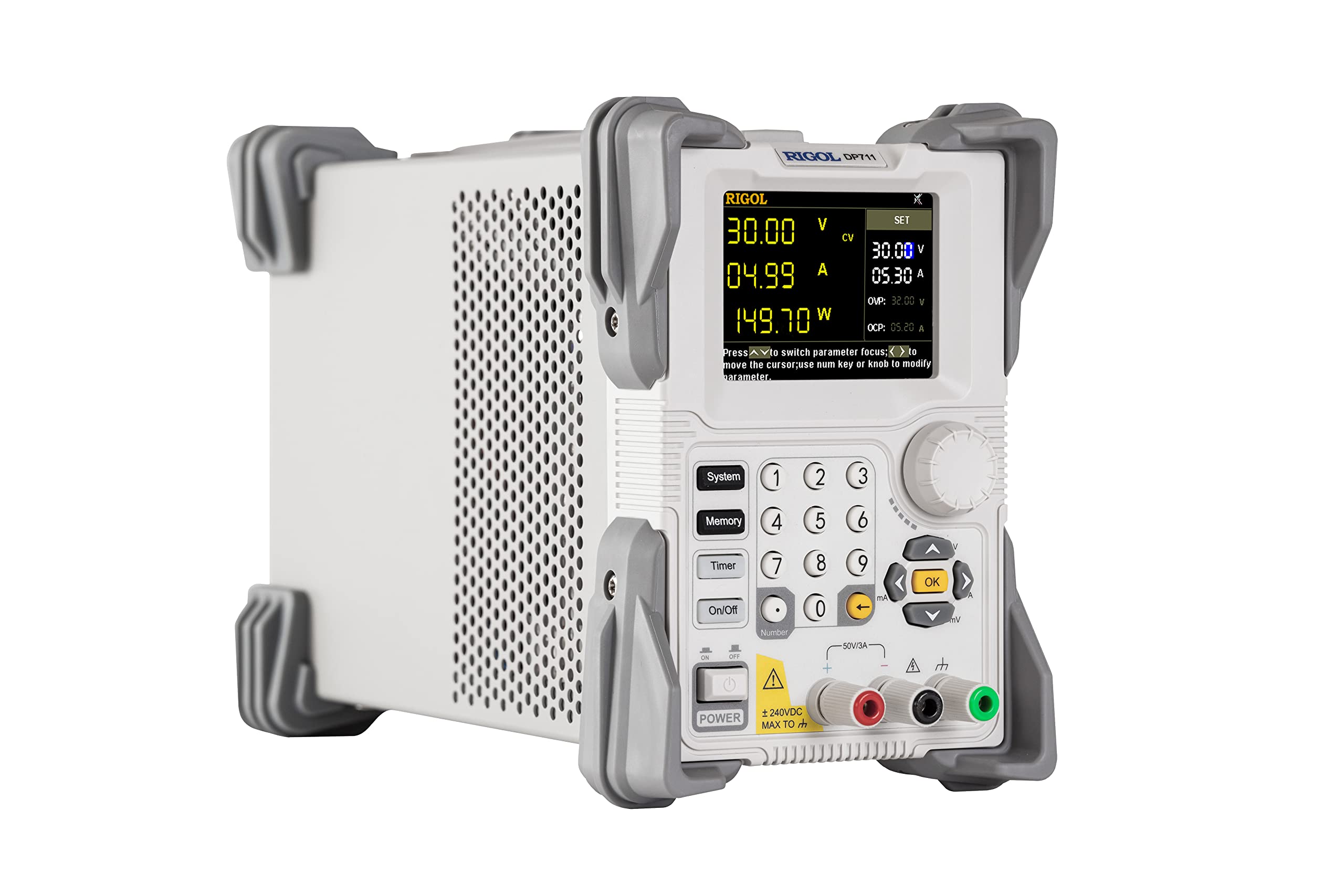 RIGOL Fuente de Alimentación Regulables,DP711 Suministro eléctrico de laboratorio,0–30 V,0–5 A,1 canal,Potencia de 150 W,Resolución de 10 mV/10 mA, Salida retardada, Interfaz RS232