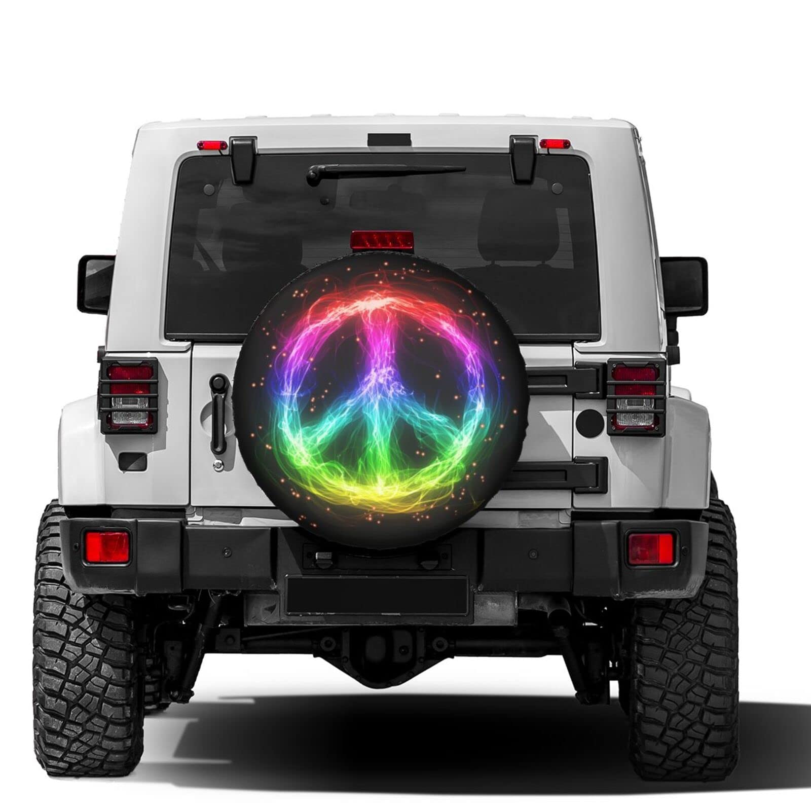 Foruidea Rainbow Peace Spare Tire Cover Dust-Proof Wheel Tire Cover Fit Trailer, RV, SUV and Many Vehicle 17 Inch