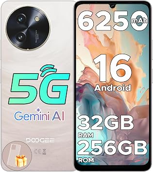 NOTE59PRO SIM-Free Android 16 Smartphone Main Unit, GeminiAI Android Smartphone, 32GB RAM + 256GB ROM, 8 Cores, 6.75-inch, 6250 mAh, Face, Fingerprint Authentication, GPS+GMS+Widevine L1+