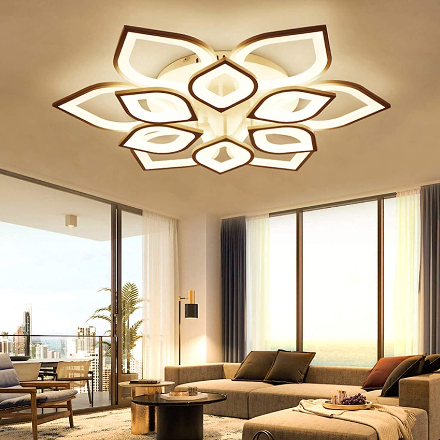 YZSJ Ceiling Light LED Dimmable Ceiling Lamp with Remote Control Modern Living Room Lamp Metal Acrylic Bedroom Kitchen and Office Chandelier Children's Room Decorative Indoor Lighting,A,85CM(75W)