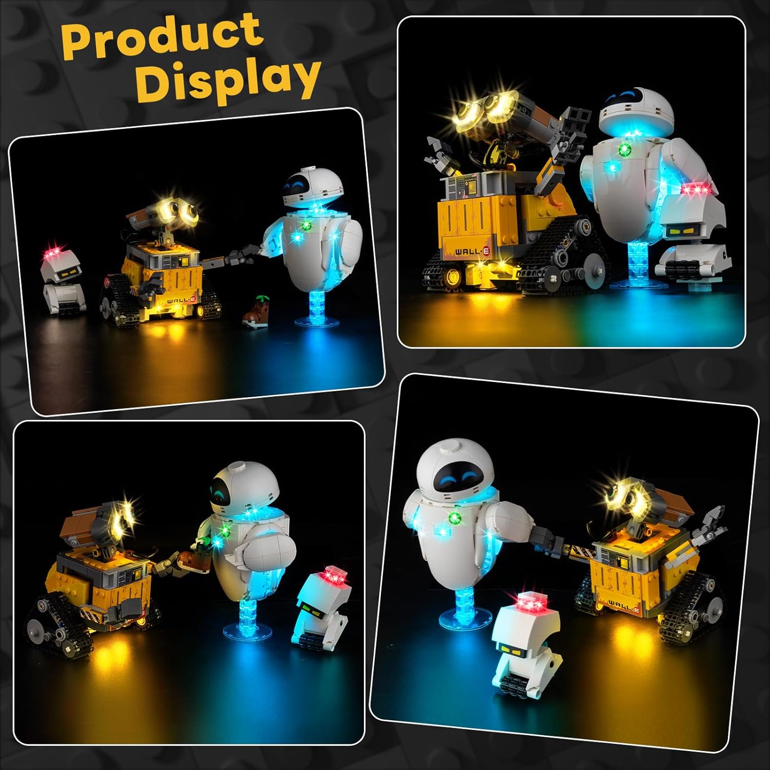 Kyglaring LED Light Kit Compatible with Lego Wall-E & EVE 43279 Building Blocks, Upgrade Touch Control & Dimming, Lighting Accessories for Pixar Walle Model Set, Lights Only, Touch Version.