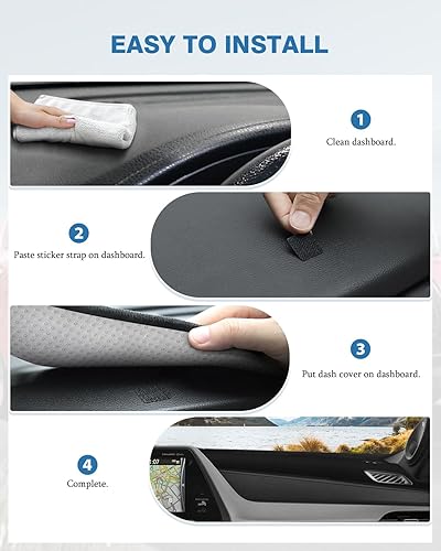 Miniatura 7 de FIILINES Cubierta de tablero para Toyota Highlander 2020-2025 (se ajusta con o sin pantalla), cubierta de alfombrilla de salpicadero, protector de