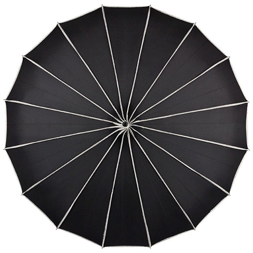 VON LILIENFELD Parapluie Canne Grand Robuste Ombrelle Mariée Femme Résistant au Vent Pagode Justine, noir