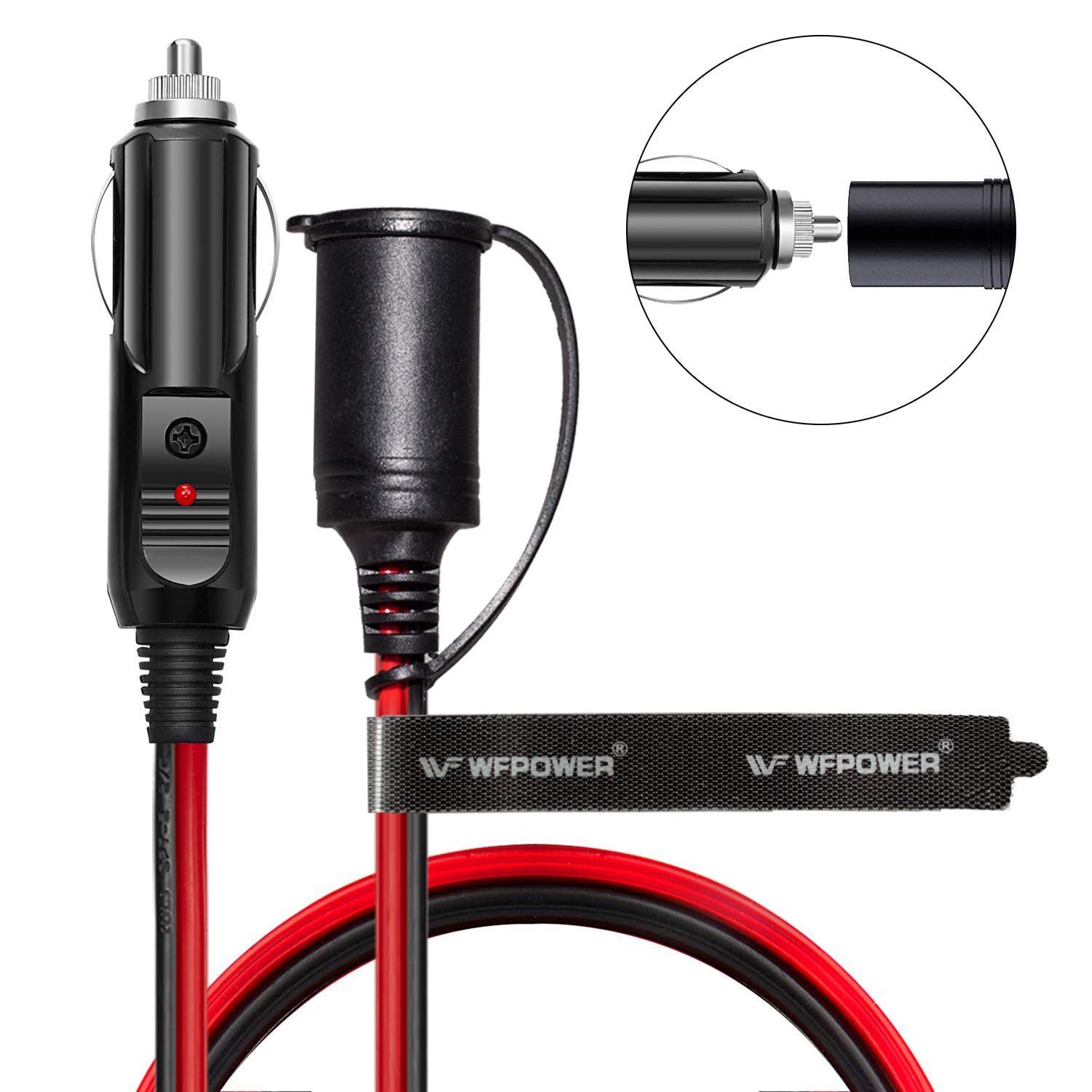 Cigarette Lighter Extension Cord 16AWG 12ft max.150W 13A, 12/24 Volt Car Extension Cord for Cooking Appliances for Truckers, Electrical Lunch Boxes for Cars, 12 Volt Camping Appliances, Car Charger