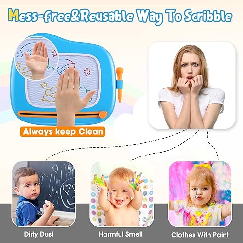 Miniatura 3 de Smasiagon - Pizarra magnética de dibujo para niños, juguetes para niños y niñas de 1 a 2 años, juguetes educativos para niños de 1, 2, 3 años