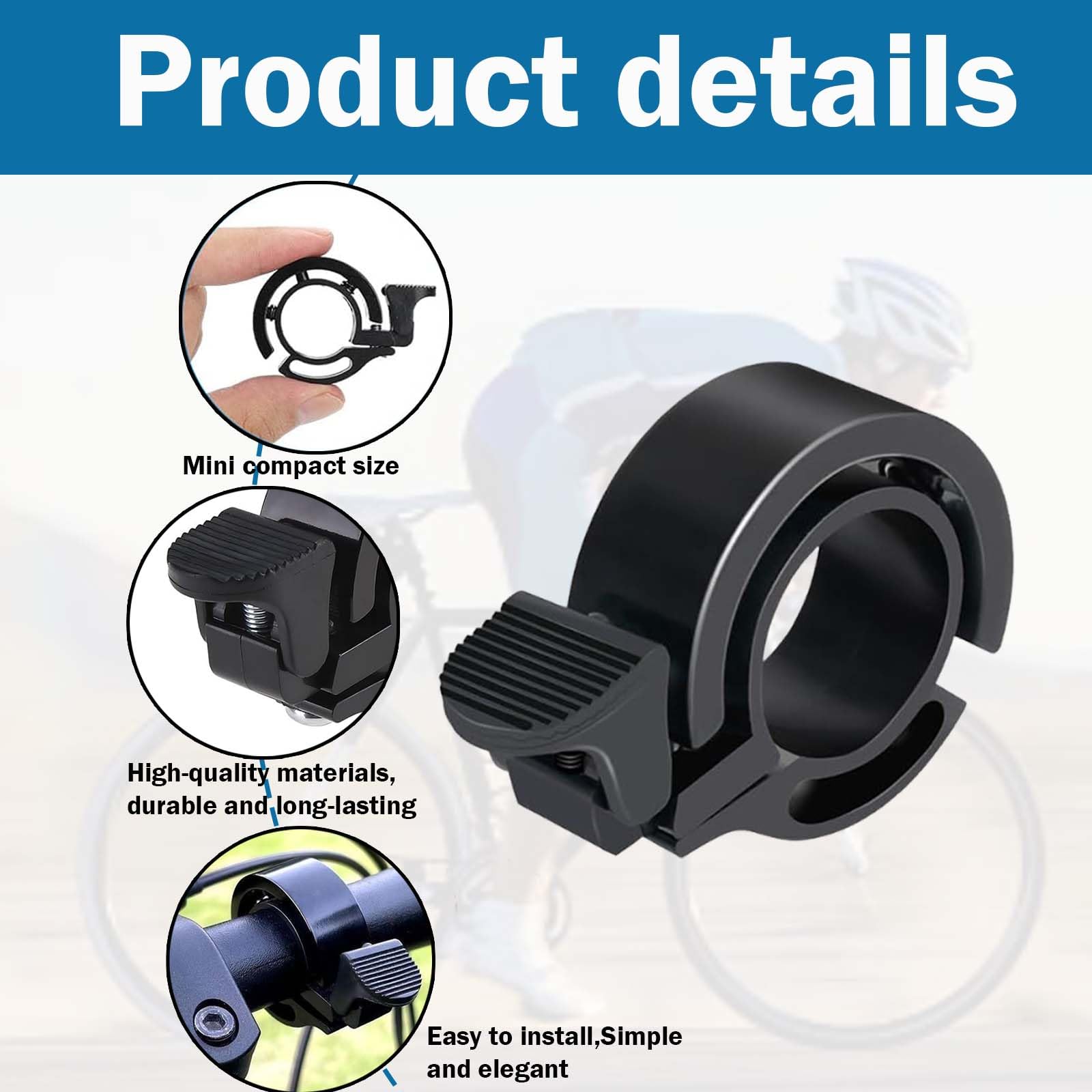 Set di 3 Campanelli per Bicicletta da Mountain Bike, Campanello Universale O Invisibile, Suono Forte da 100 Db, Facile da Installare, Alluminio di Alta qualità, Ideale per Strade e Percors
