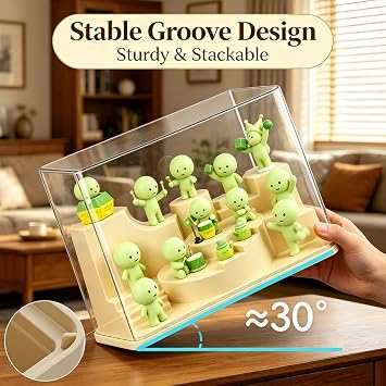 Display Shelf Compatible with Smiski Mini Figures, Dustproof Acrylic Display Boxes with Removable Top Lid, Collectible Display Case for Blind Box Figures, Action Figures & Mini Statues