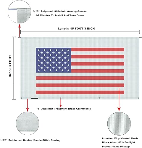 Miniatura 332 de Tentproinc Pantalla parasol para toldo, 8 pies x 13 pies 3 pulgadas (apta para toldo de 14 pies), protector solar de malla para autocaravana, cámper