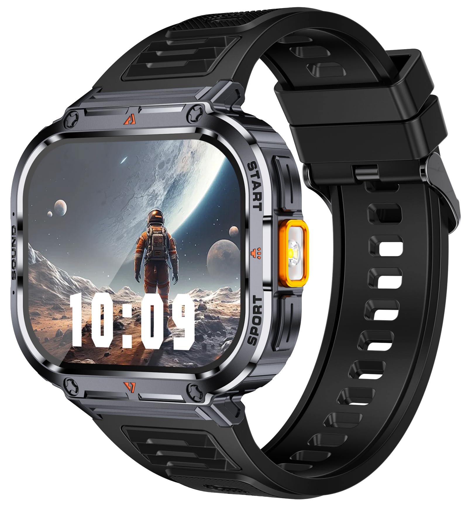 cnBro Smart Watch for Men Military Smart Watches Blood Pressure Heart Rate Monitor Sleep Monitoring Bluetooth Calling Message Notifications Sedentary Reminder Fitness Tracker Pedometer Flashlight