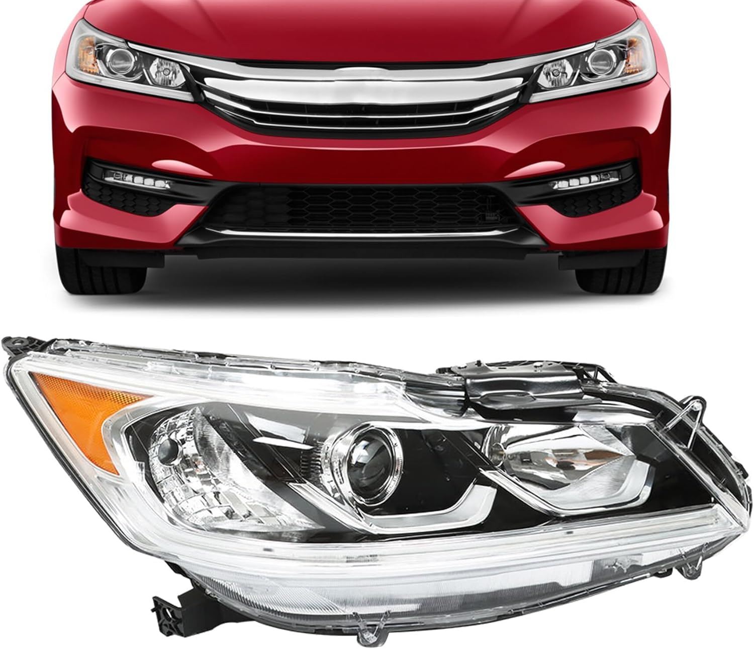 munirater Headlight Assembly w/DRL Replacement for A-ccord 2016-2017 Right Headlamp Passenger Side 33100-T2A-A81