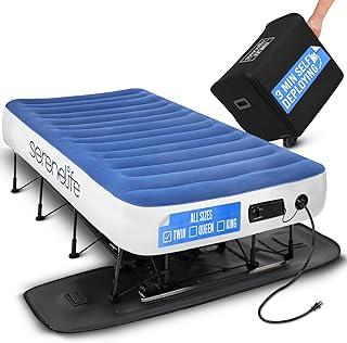 SereneLife EZ Bed Air Mattress with Frame and Rolling Case, Self-Inflating Airbed with Built