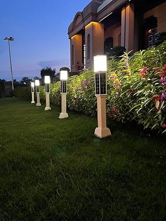 Intenics Kings-1 Solar Bollard Light, Decorative solar pathway light, Automatic wireless bollard light for garden and outdoor