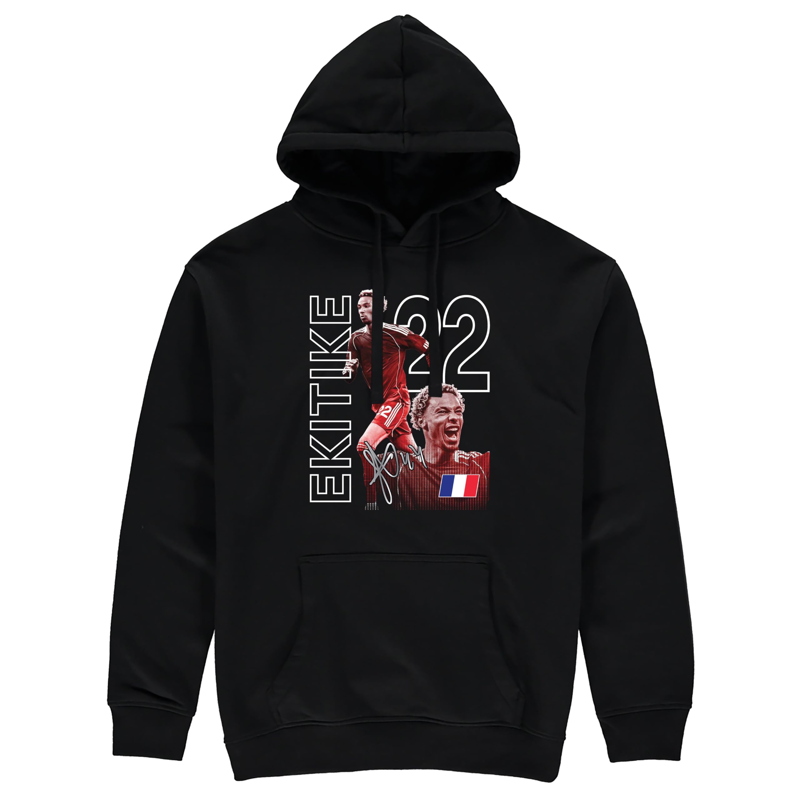 Partisan Liverpool Ekitike Hoodie - Adult Sizes - Black or Burgundy (UK, Alpha, 3XL, Regular, Regular, Black)